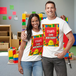Camiseta Building Blocks Parent Birthday Fun Matching Party