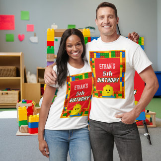 Camiseta Building Blocks Parent Birthday Fun Matching Party