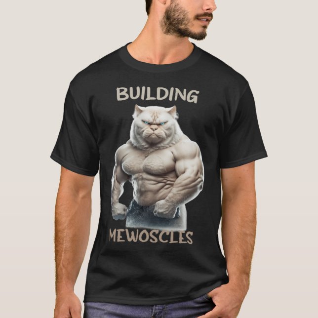Camiseta Building Mewoscles Cat Kitten Weightlifbu Bodybu (Anverso)