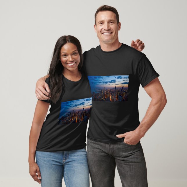 Camiseta Buildings City Illuminated Skyline Cityscape (Unisexo)