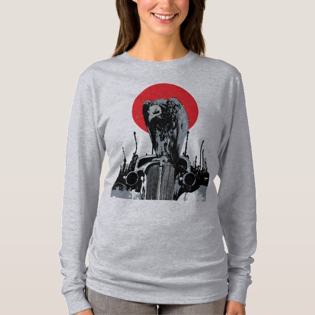 Camiseta Buitre en Coche Antiguo con Sol Rojo (Anverso)