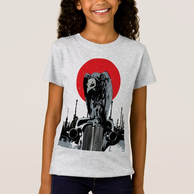 Camiseta Buitre en Coche Antiguo con Sol Rojo (Anverso)