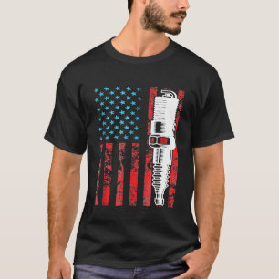 Camiseta Bujía de bandera americana coche vintage Usa