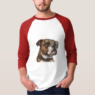 Camiseta Buldog inglés genial con gafas de sol de aviador