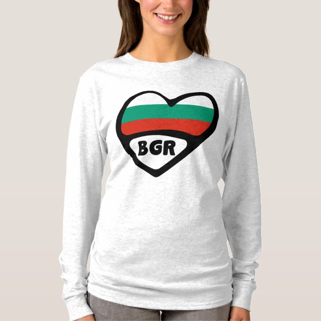 Camiseta Bulgaria Código de país Corazón de bandera, BGR (Anverso)