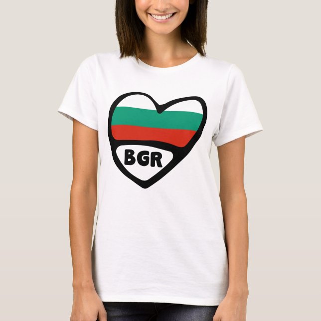 Camiseta Bulgaria Código de país Corazón de bandera, BGR (Anverso)