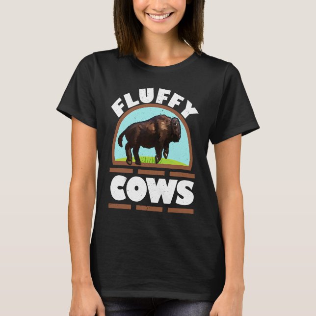 Camiseta Bull Bison Búfalo de animales salvajes Fluffy Cows (Anverso)
