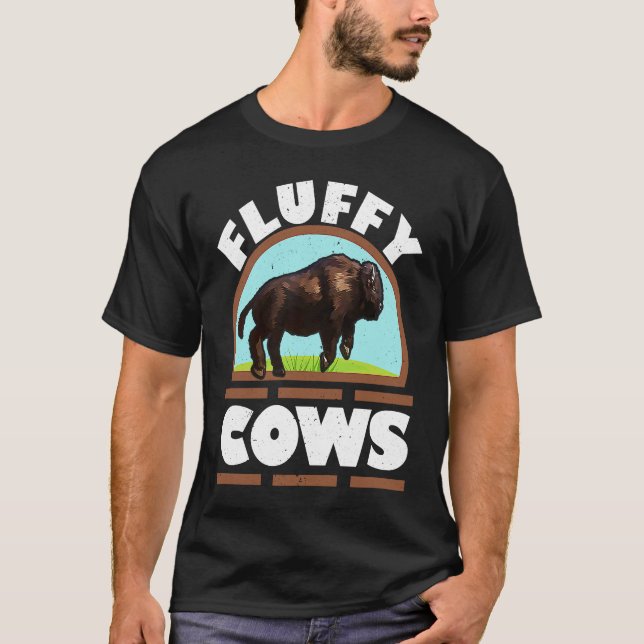 Camiseta Bull Bison Búfalo de animales salvajes Fluffy Cows (Anverso)