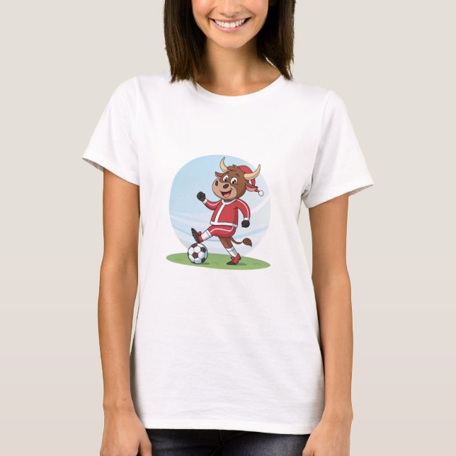 Camiseta Bull in Christmas costume and soccer ball (Anverso)