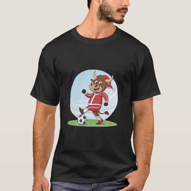 Camiseta Bull in Christmas costume and soccer ball (Anverso)