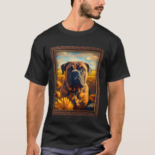 Camiseta Bull Mastiff Pintura Flor de girasol Mamá F Mujere