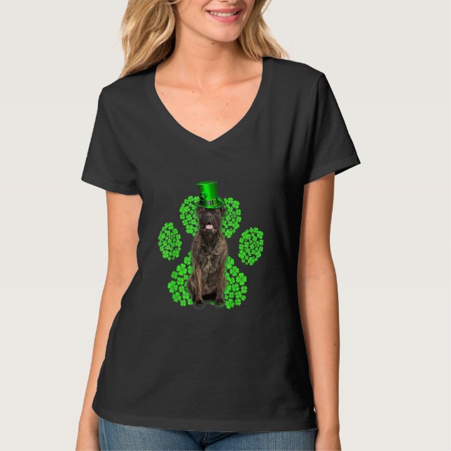 Camiseta Bull Mastiff Shamrock C St Patrick's Day (Anverso)
