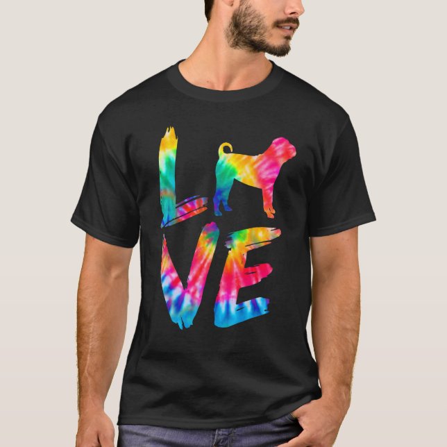Camiseta Bull Pei Tie Dye Love Dog Mom (Anverso)