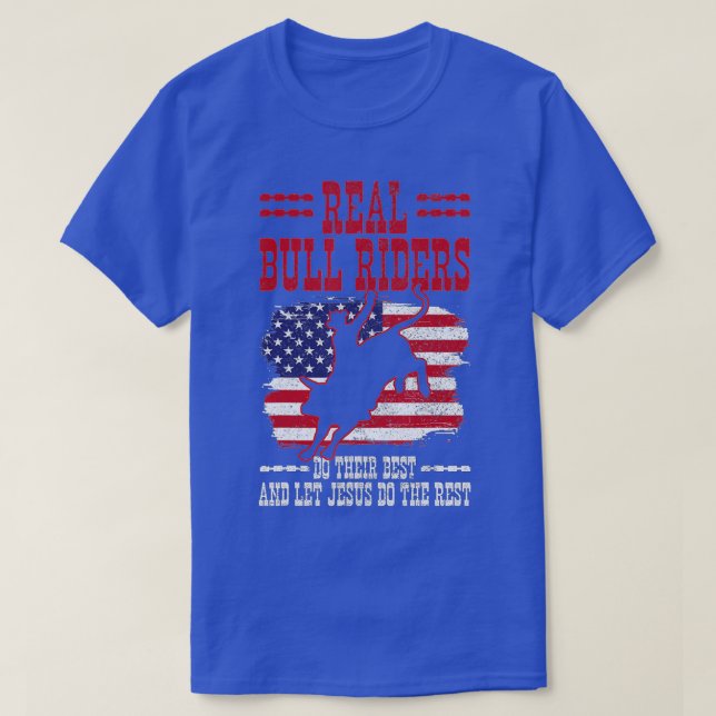 Camiseta Bull Riding American Flag Rodeo Patriotic Christia (Diseño del anverso)