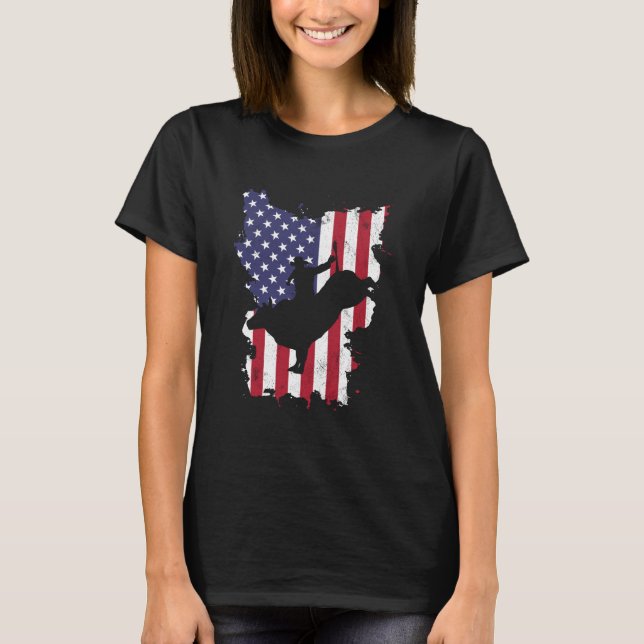 Camiseta Bull Riding Rodeo Cowboy Bandera De EEUU 4 De Juli (Anverso)
