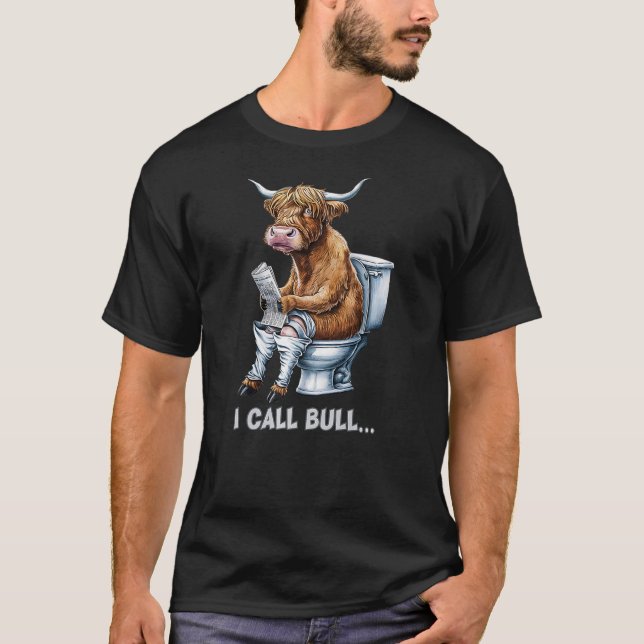 Camiseta Bull Sitting on the Toilet Reading Newspaper Funny (Anverso)