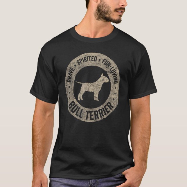Camiseta Bull Terrier Brave Espíritu Divertido Perro Vintag (Anverso)