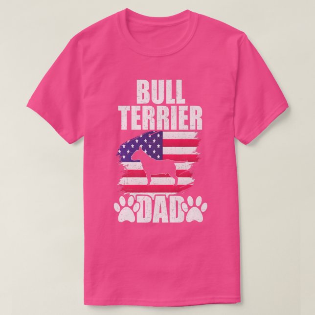 Camiseta Bull Terrier Dad Dog ama por la bandera estadounid (Diseño del anverso)