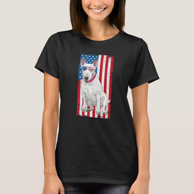 Camiseta Bull Terrier Dad Mom American Flag Bull (Anverso)