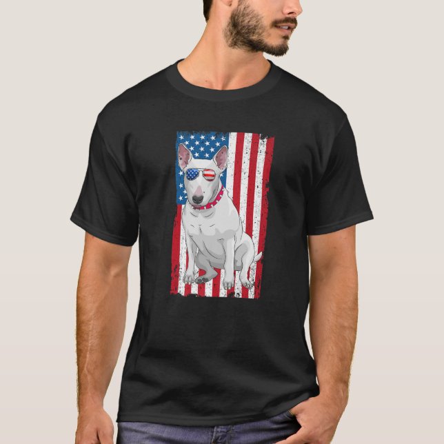Camiseta Bull Terrier Dad Mom American Flag Miniature Bull (Anverso)