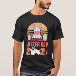 Camiseta Bull Terrier Dog Cara Máscara Bunny Egg Easter Day