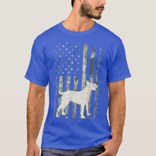 Camiseta Bull Terrier Dog Dad Mom Camoue USA Flag