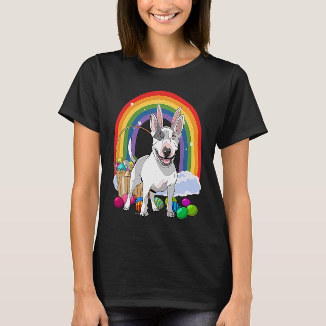 Camiseta Bull Terrier Dog Happy Easter Eggs Bunny Kids (Anverso)