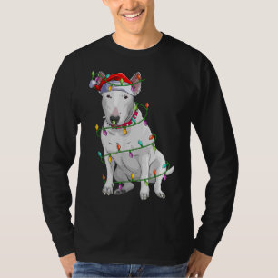 Camiseta Bull Terrier Dog Lover Xmas Santa Hat Bull Terrier