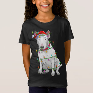 Camiseta Bull Terrier Dog Lover Xmas Santa Hat Bull Terrier