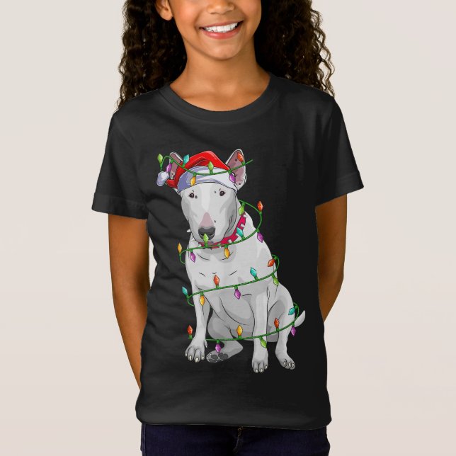 Camiseta Bull Terrier Dog Lover Xmas Santa Hat Bull Terrier (Anverso)
