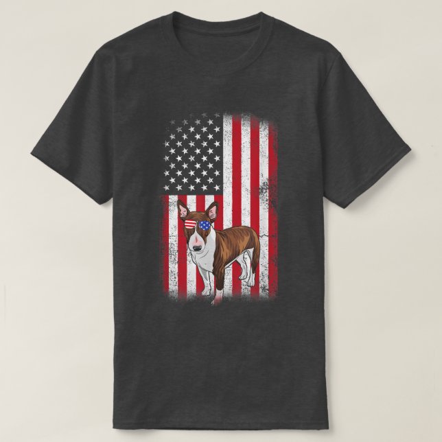 Camiseta Bull Terrier Dog USA Bandera Niños Chicas Hombres  (Diseño del anverso)