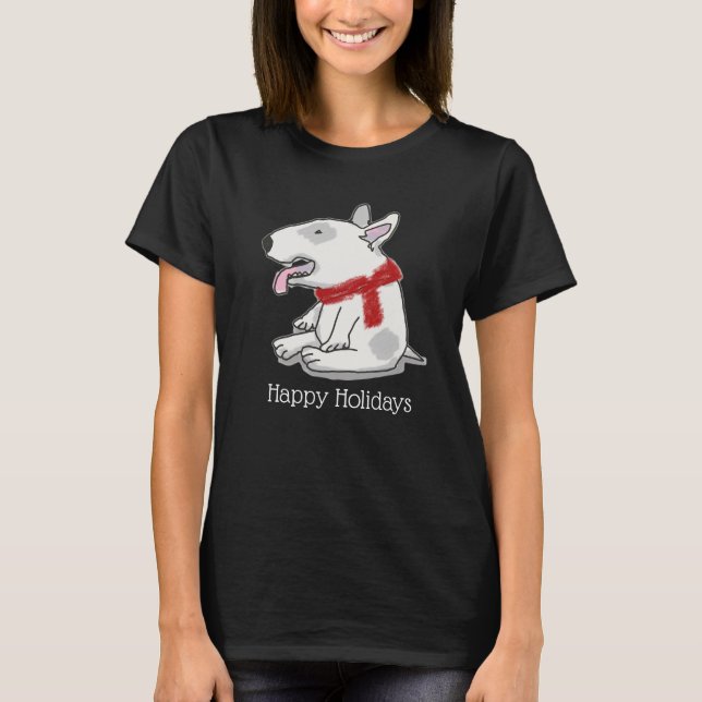 Camiseta Bull Terrier Doodle Felices Fiestas (Anverso)