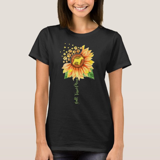 Camiseta Bull Terrier Mom Sunflower por Bull Terrier (Anverso)