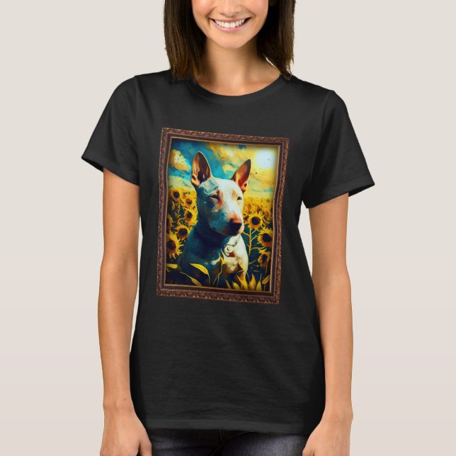 Camiseta Bull Terrier Painting Sunflower Flower Mom Women F (Anverso)