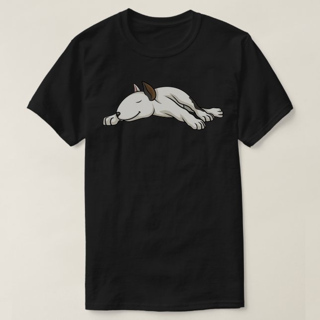 Camiseta Bull Terrier Perro White Bull Terrier Sleeping Fun (Diseño del anverso)