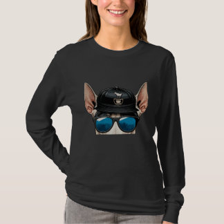 Camiseta Bull Terrier Police Dog Wearing Sunglasses