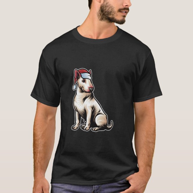 Camiseta Bull Terrier Santa Claus Gorra Merry Christmas Dog (Anverso)