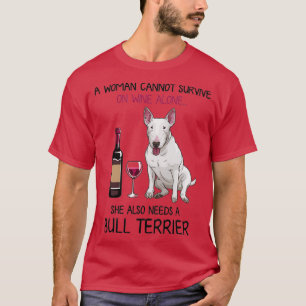 Camiseta Bull Terrier y el vino Perro gracioso