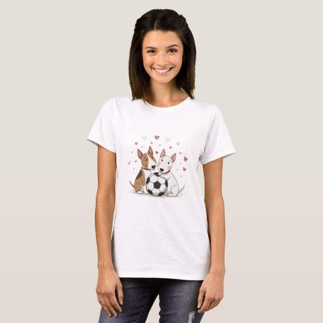 Camiseta Bull Terriers with Soccer Ball for Valentine's Day (Anverso completo)