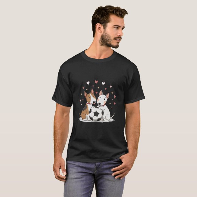Camiseta Bull Terriers with Soccer Ball for Valentine's Day (Anverso completo)