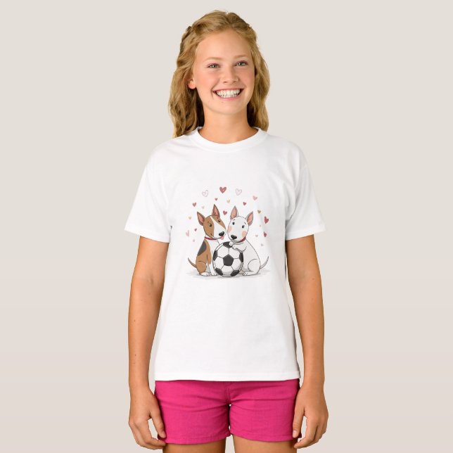 Camiseta Bull Terriers with Soccer Ball for Valentine's Day (Anverso completo)
