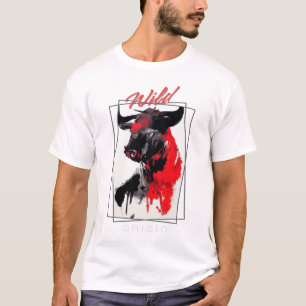 Camiseta Bull Wild Nature Free Spirit Art Pintura de pincel