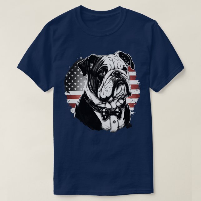 Camiseta Bulldog 4 de julio de 6 (Diseño del anverso)