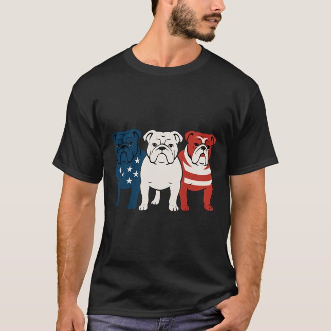 Camiseta Bulldog 4 de julio Perro Lover Hombres mujeres Ban (Anverso)