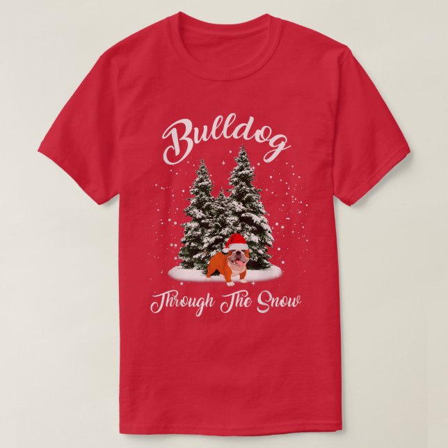 Camiseta Bulldog A Través De Los Navidades De Nieve (Diseño del anverso)