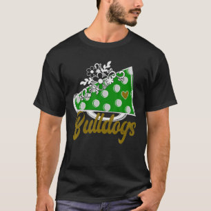 Camiseta Bulldog Alegre , Acento de Flor Cardíaca Megáfona