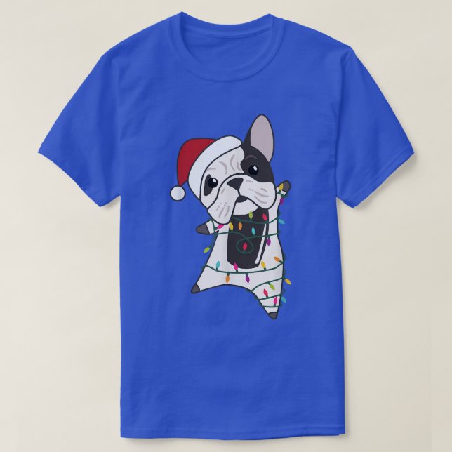 Camiseta Bulldog Alegres Navidades Lámparas de hadas Anim D (Diseño del anverso)
