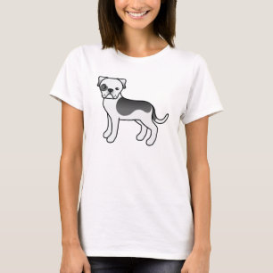 Camiseta Bulldog Americano Cuyas Piebald Negro Dibujo Anima