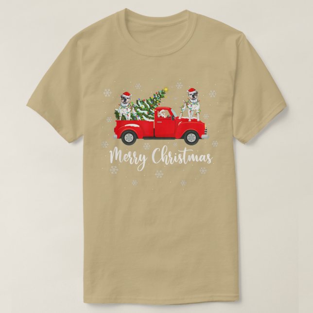 Camiseta Bulldog americano de camionetas de árbol de navida (Diseño del anverso)