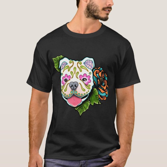 Camiseta Bulldog americano - Día del Perro de la Calavera d (Anverso)